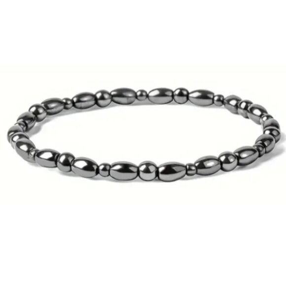 Gun Metal Grey Hematite Beaded Ankle Bracelet Magnetic Therapy for Women or Men - Picture 2 of 2
